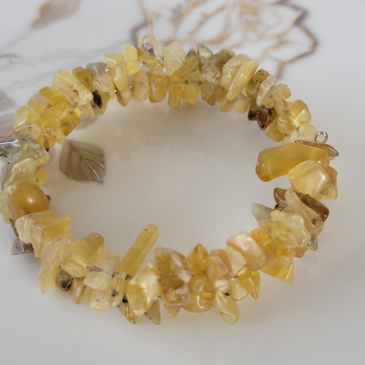 Natural Wax Opal Wrap Bracelet Gemstone Raw Chips set in Memory Wire