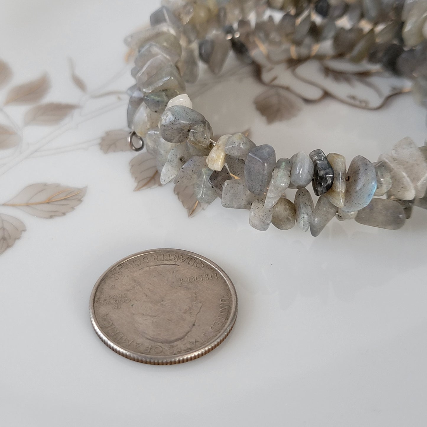 Labradorite Wrap Bracelet Gemstone Raw Chips set in Memory Wire