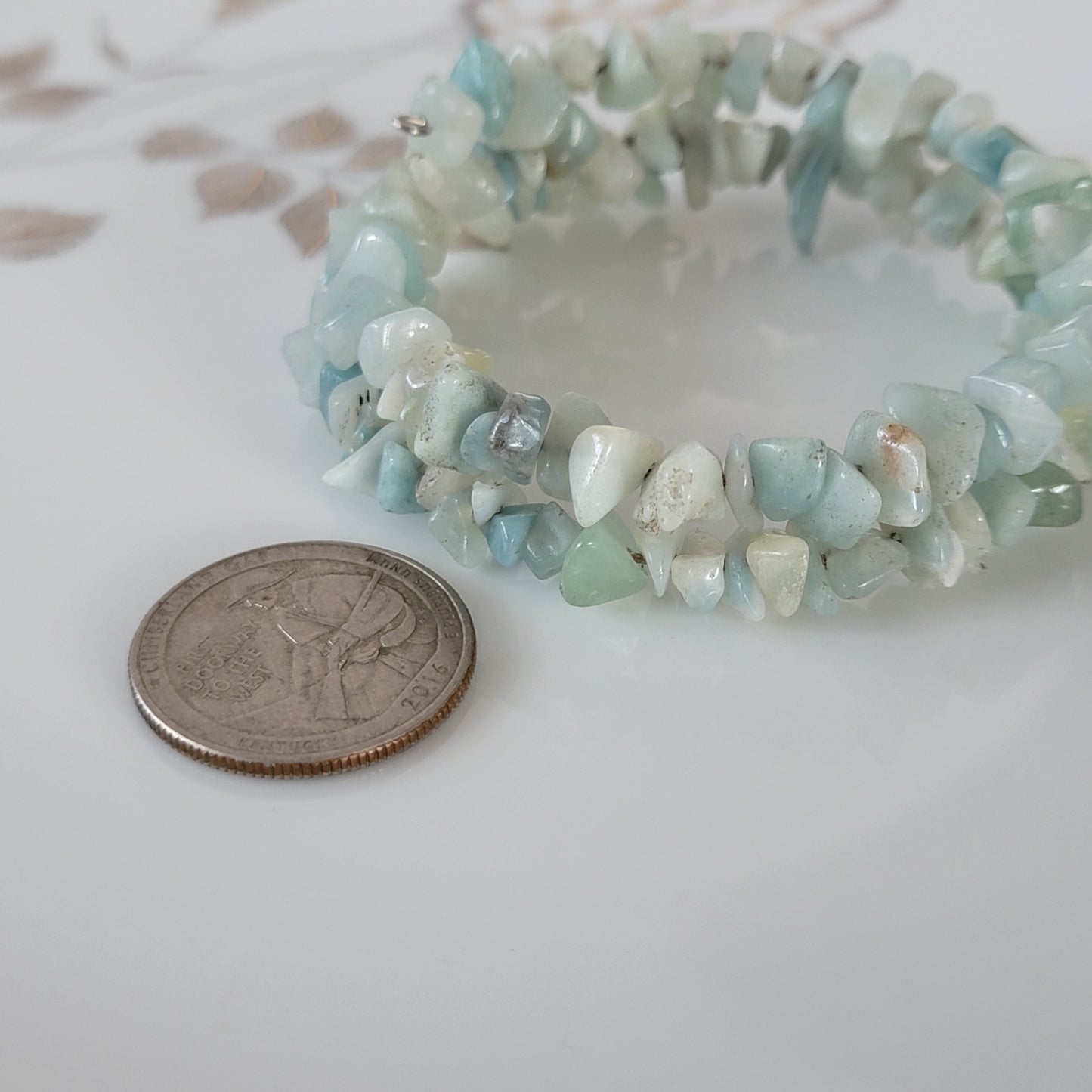 Amazonite Wrap Bracelet Gemstone Raw Chips set in Memory Wire