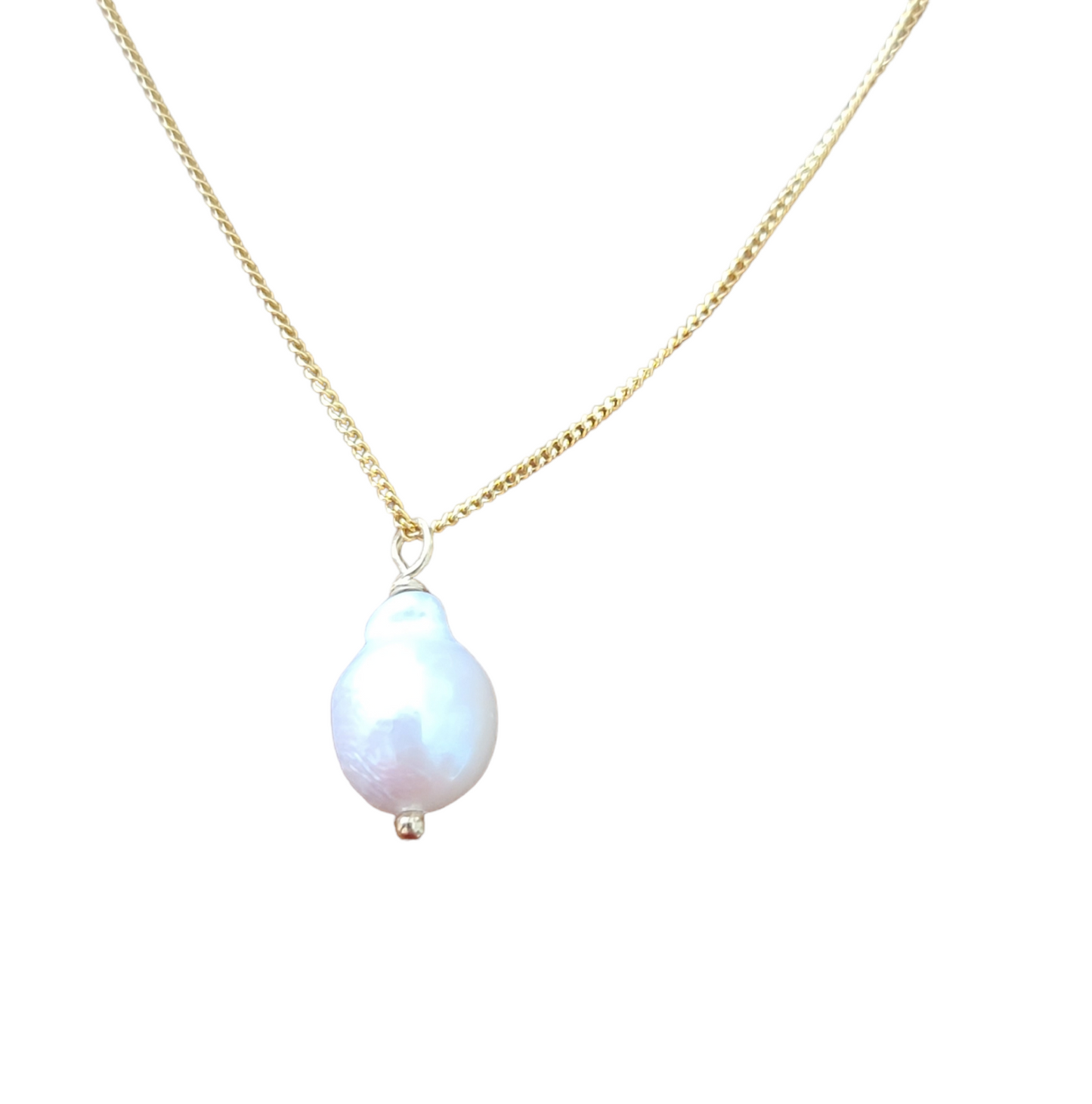Baroque Pearl Drop Necklace 14K Gold Filled Dainty Delicate Necklace June Birthstone