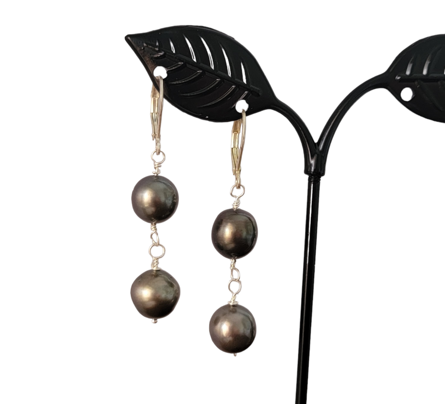 Tahitian Black Pearl Earrings Dangle
