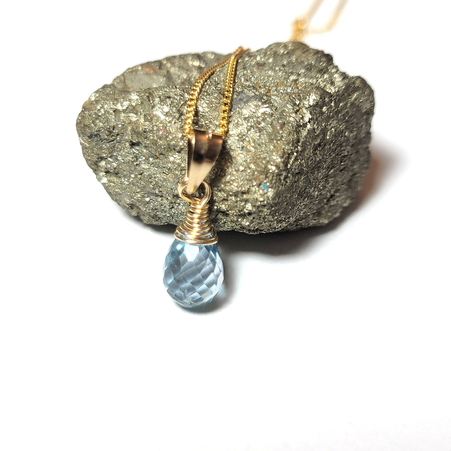 Blue topaz drop necklace handmade