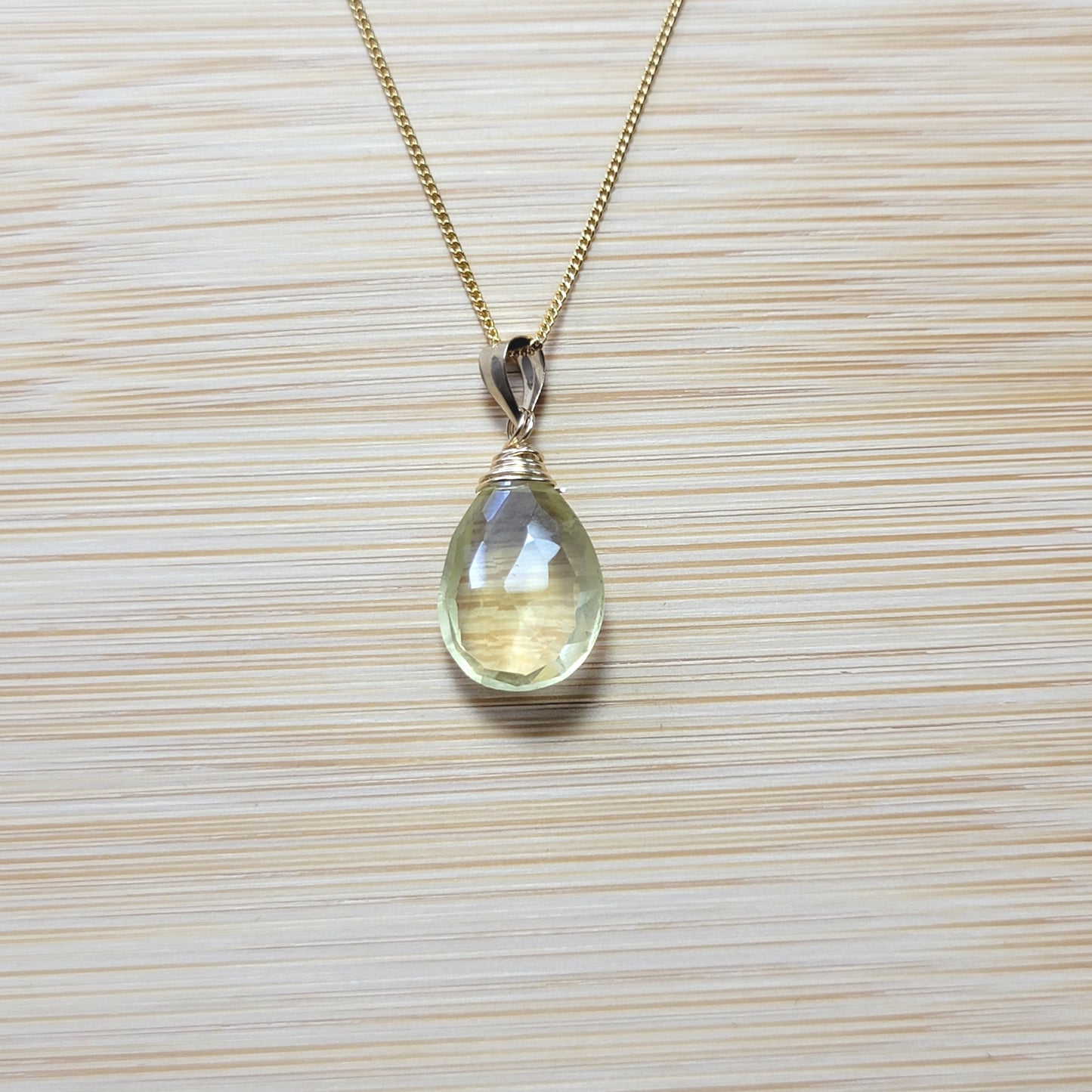 Lemon quartz necklace handmade 14k gold filled crystal 