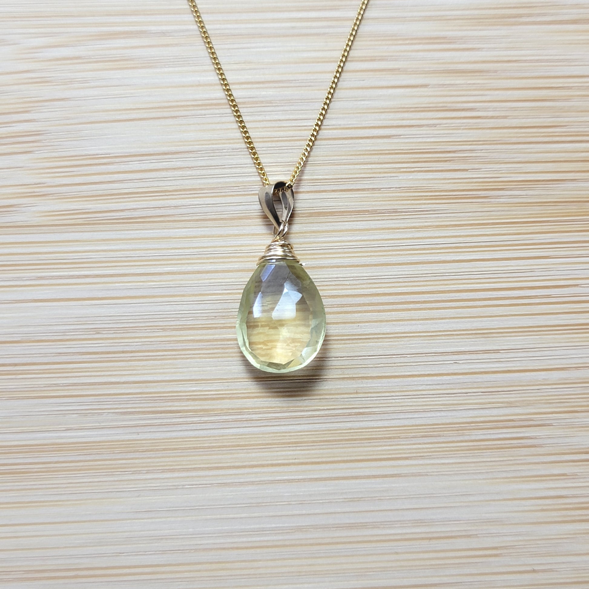 Lemon quartz necklace handmade 14k gold filled crystal 