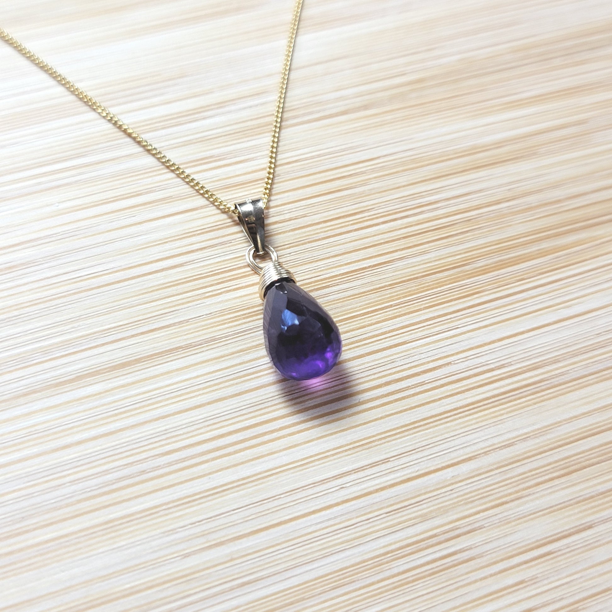 Amethyst necklace handmade 14k gold filled 