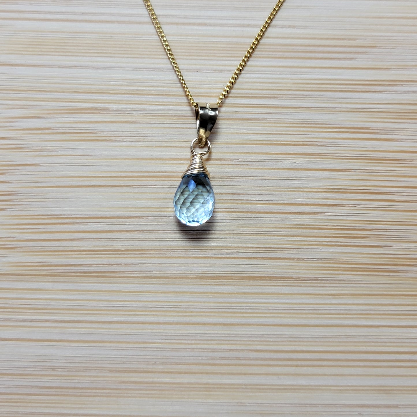 Blue topaz drop necklace handmade