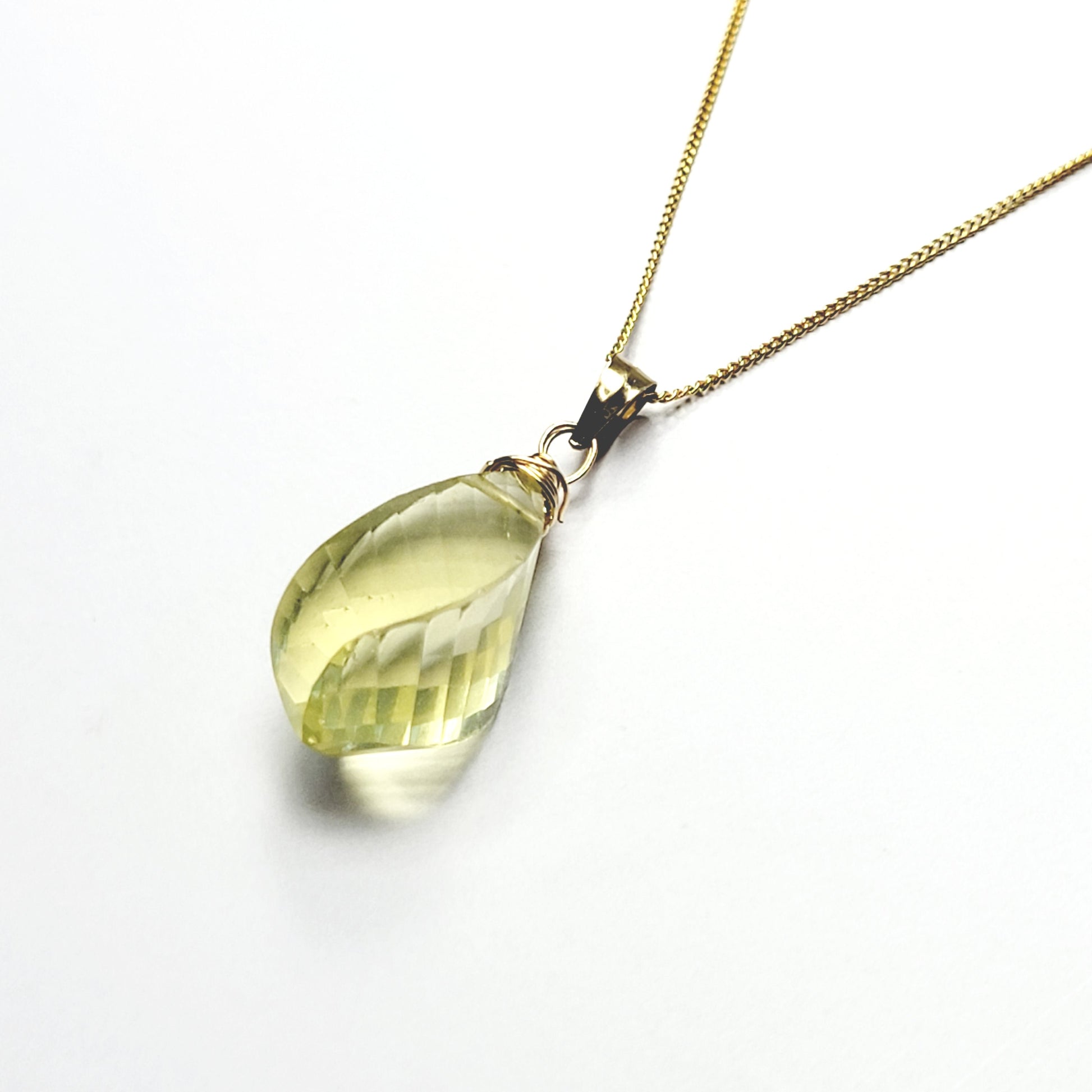 Lemon quartz drop necklace 14k gold filled handmade genuine 