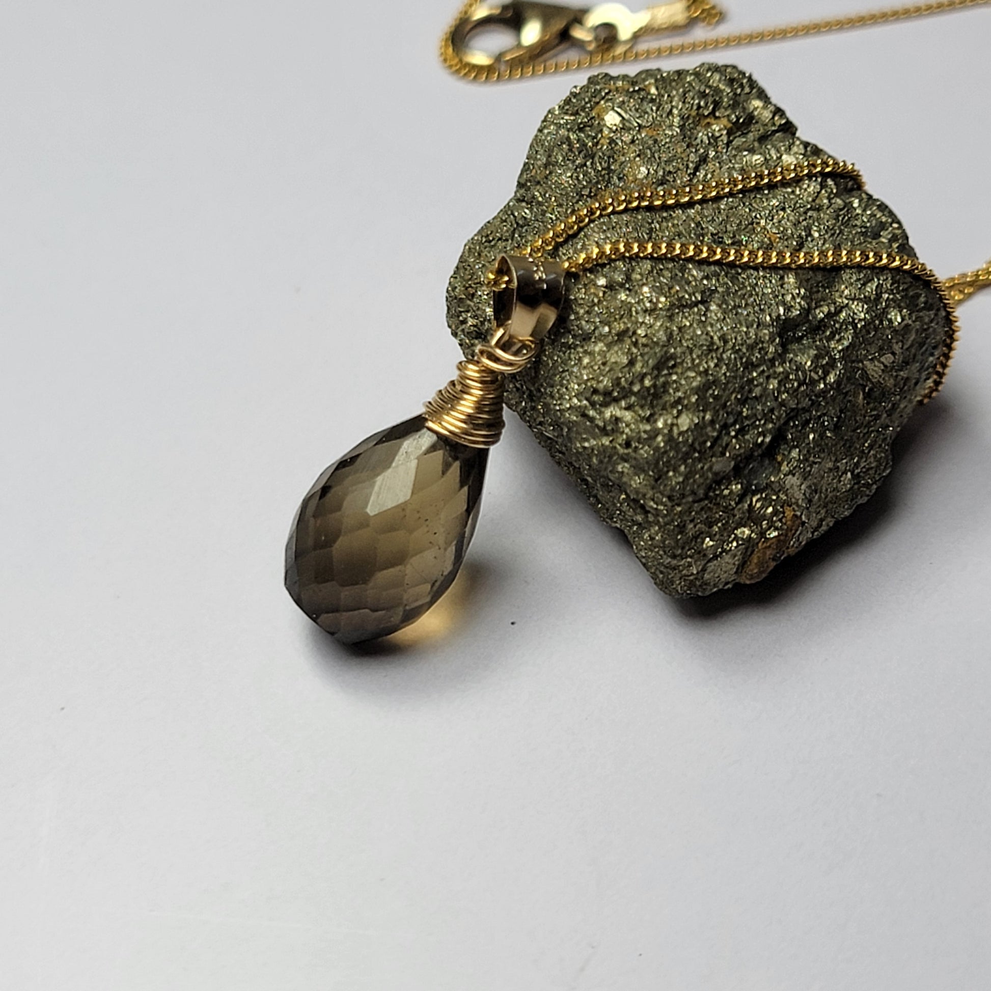 Smoky quartz drop necklace handmade 