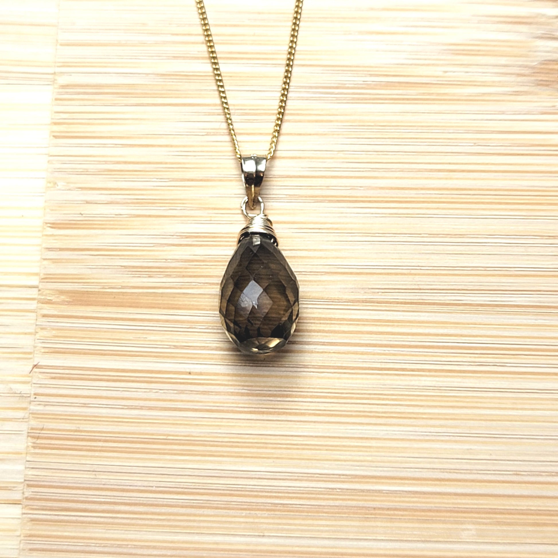 Smoky quartz drop necklace handmade