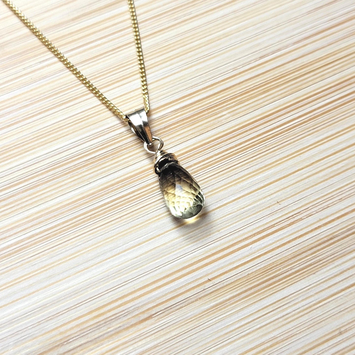 Bi lemon quartz drop necklace handmade