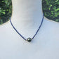 Tahitian Pearl Necklace Choker with genuine real lapis lazuli gemstone crystals, black south sea pearl