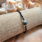 Tahitian Pearl Bracelet with genuine real sapphire gemstones crystals, black south sea pearl