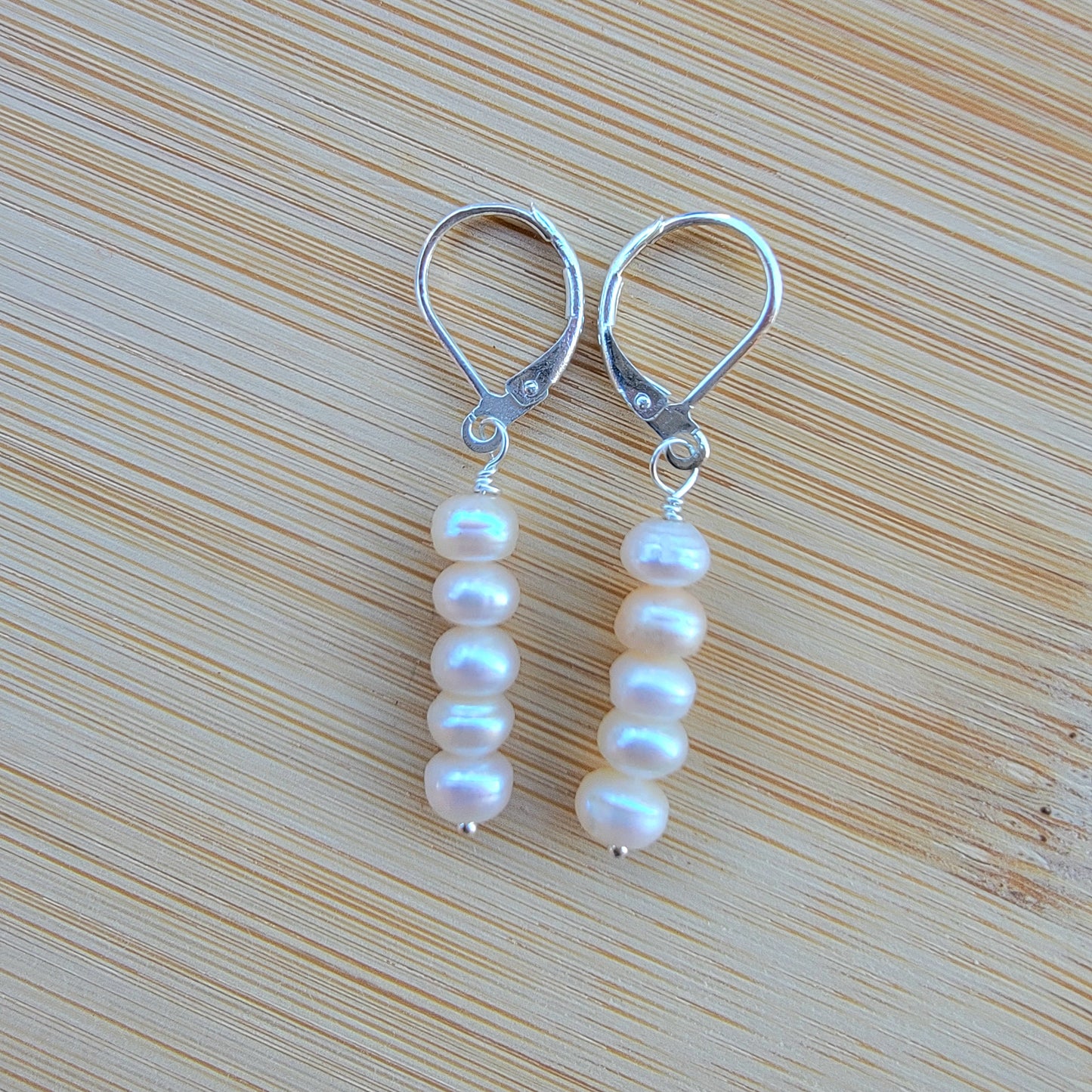 Pearl Earrings Dangle Real White Freshwater Pearl Sterling Silver Wedding Bridal Jewelry June Birthstone