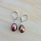 Brown Pearl Earrings Dangle Drop Silver Handmade Boho June Birthstone Real Freshwater Pearl