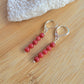 Minimalist Bar Earrings Red Gemstone Crystal Drop Dangle Boho Jewelry Sterling Silver Handmade