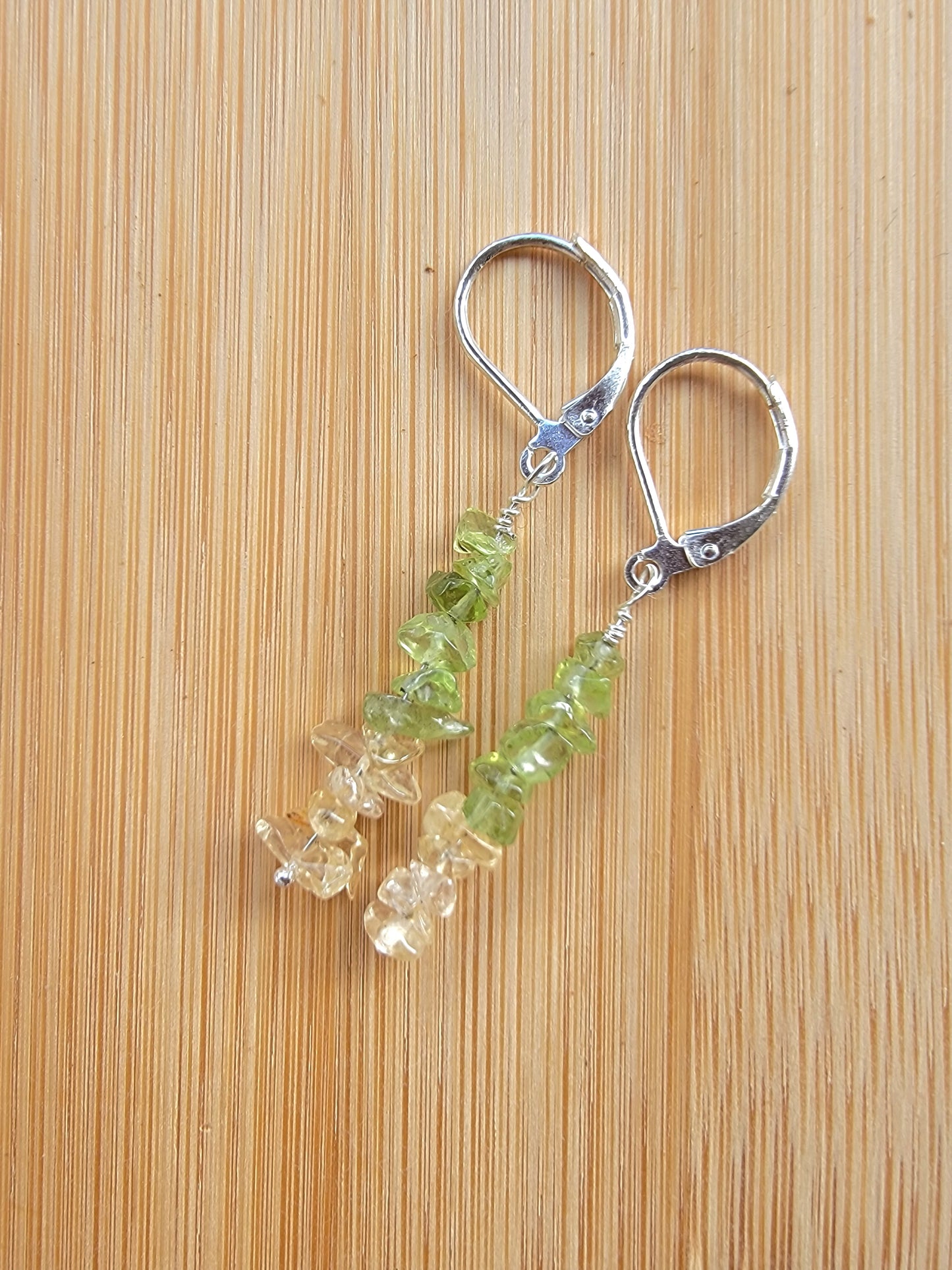 Minimalist Bar Earrings Peridot Citrine Gemstone Drop Dangle Boho Crystal Jewelry Sterling Silver Handmade