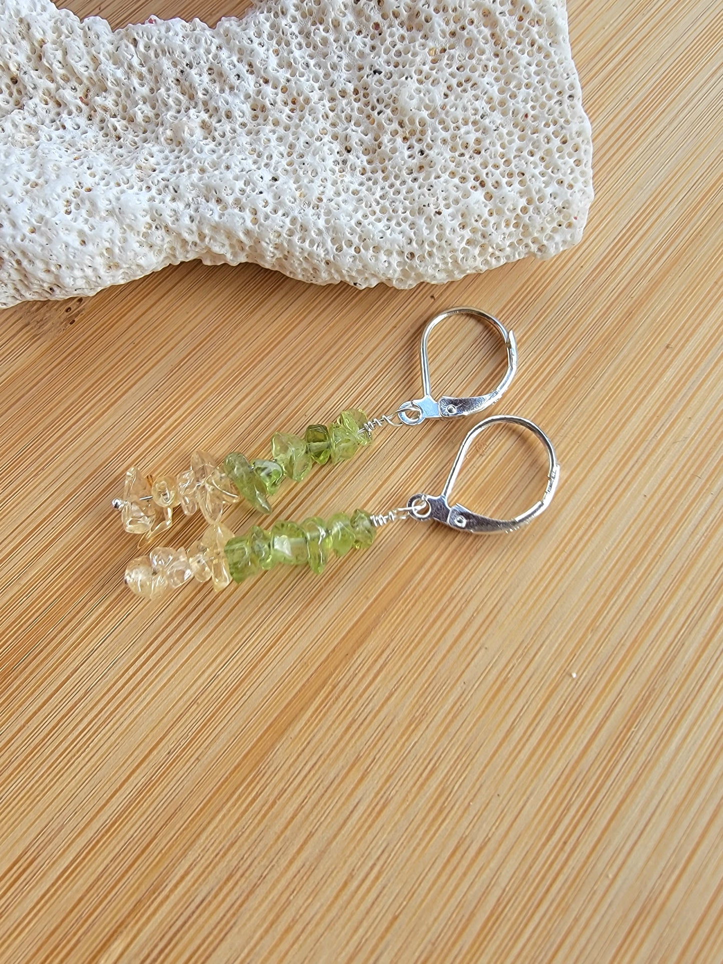 Minimalist Bar Earrings Peridot Citrine Gemstone Drop Dangle Boho Crystal Jewelry Sterling Silver Handmade