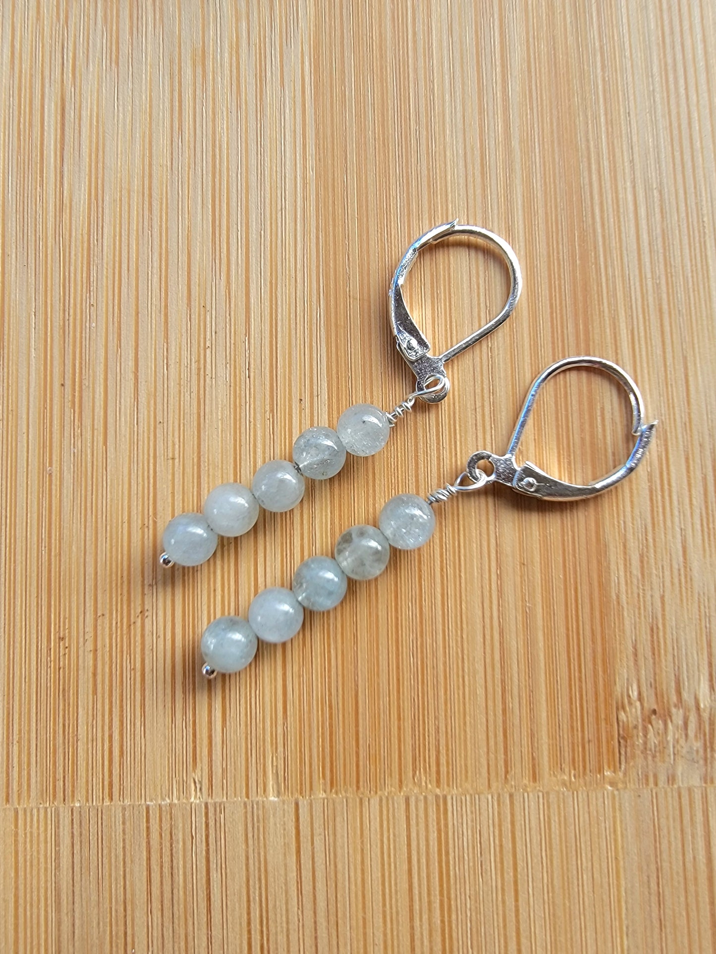 Minimalist Bar Earrings Aquamarine Gemstone Crystal  Drop Dangle Boho Jewelry Sterling Silver Handmade