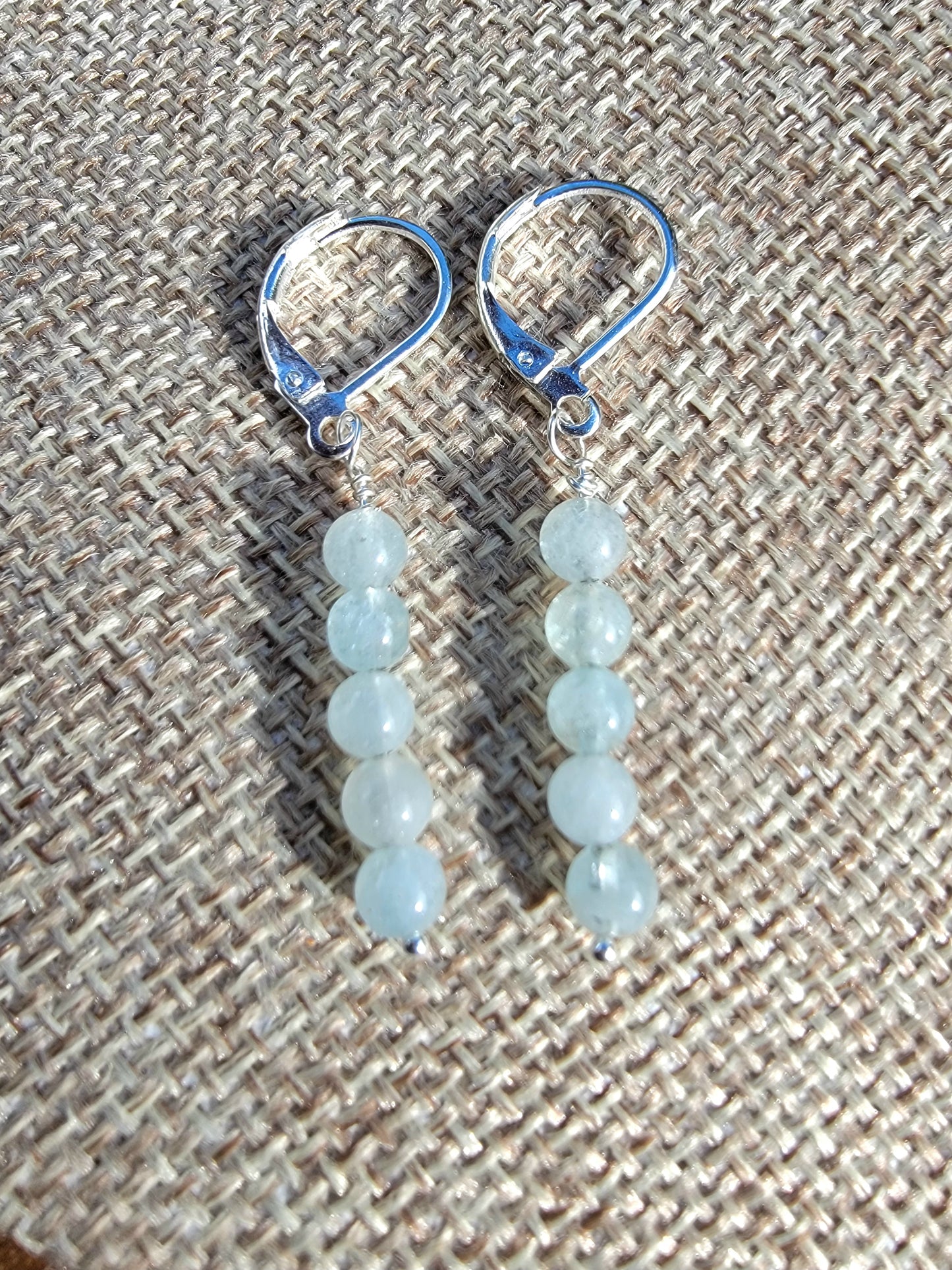 Minimalist Bar Earrings Aquamarine Gemstone Crystal  Drop Dangle Boho Jewelry Sterling Silver Handmade