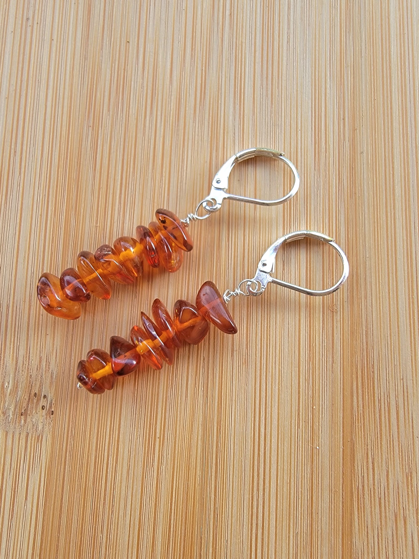 Minimalist Bar Earrings Amber Gemstone Crystal Drop Dangle Boho Jewelry Sterling Silver Handmade