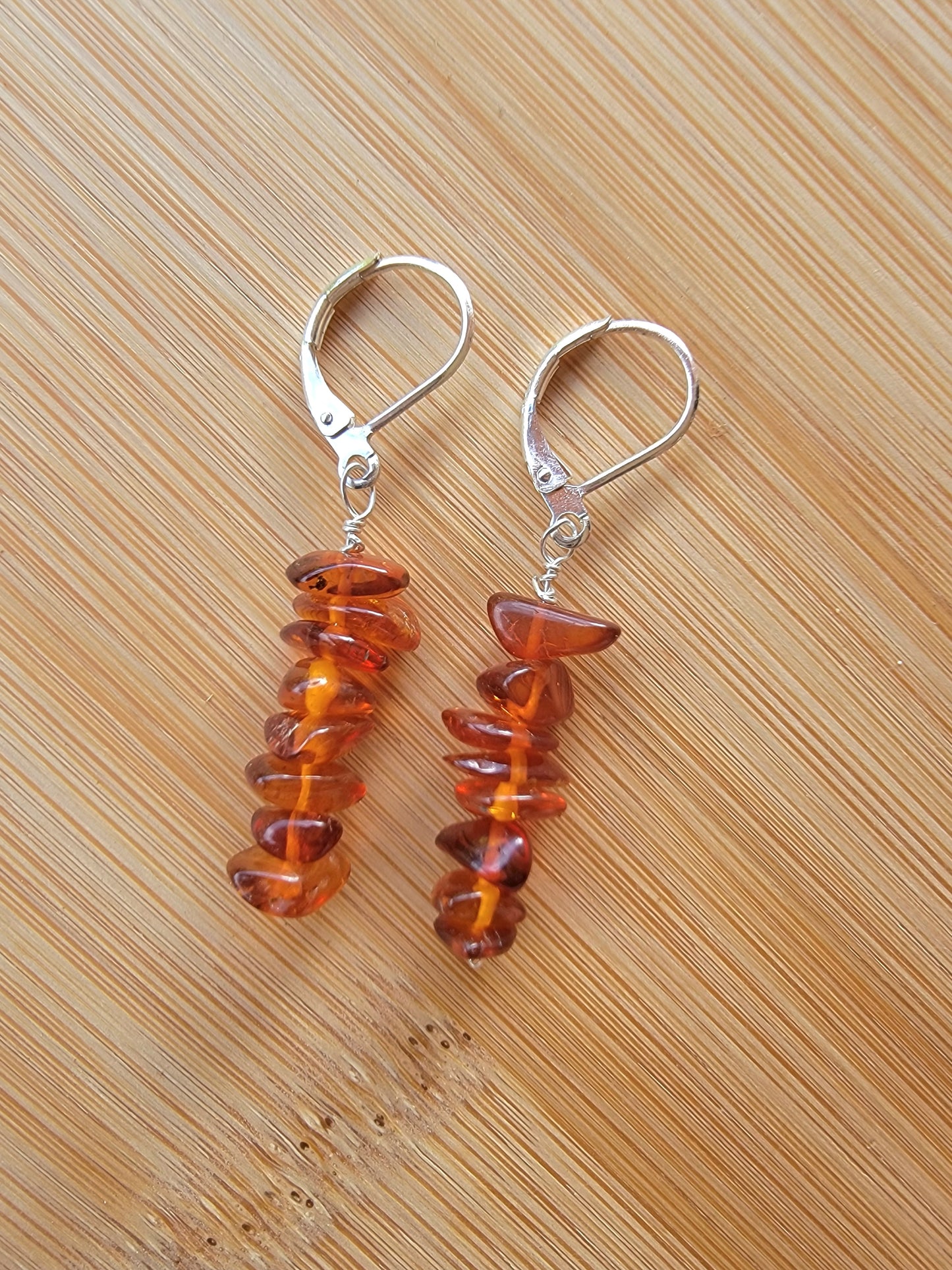 Minimalist Bar Earrings Amber Gemstone Crystal Drop Dangle Boho Jewelry Sterling Silver Handmade