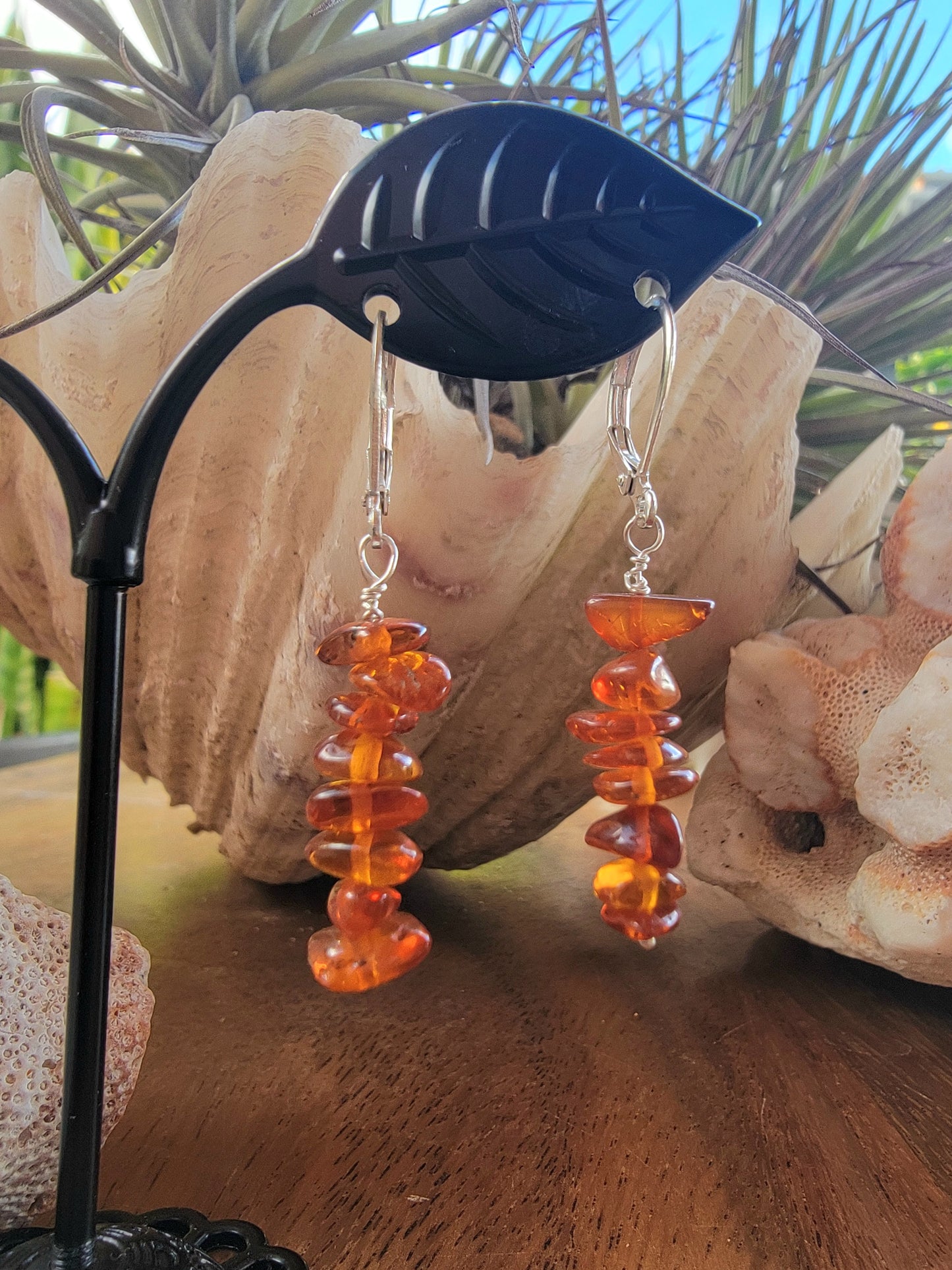 Minimalist Bar Earrings Amber Gemstone Crystal Drop Dangle Boho Jewelry Sterling Silver Handmade