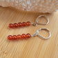 Minimalist Bar Earrings Red Carnelian Crystal Gemstone Drop Dangle Boho Jewelry Sterling Silver Handmade