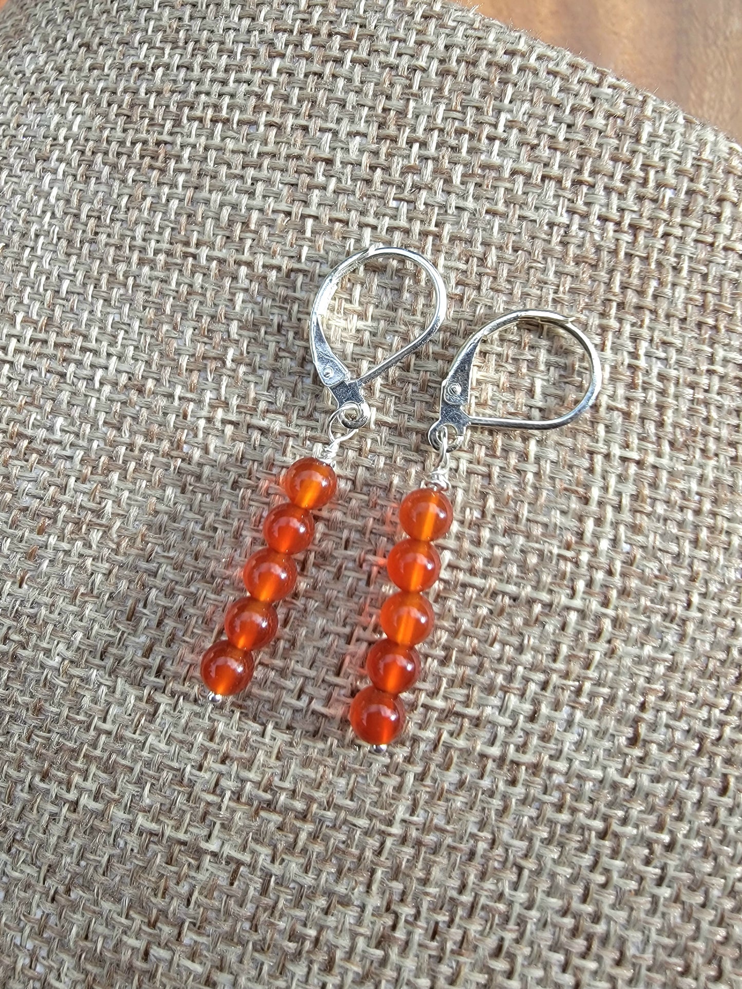 Minimalist Bar Earrings Red Carnelian Crystal Gemstone Drop Dangle Boho Jewelry Sterling Silver Handmade