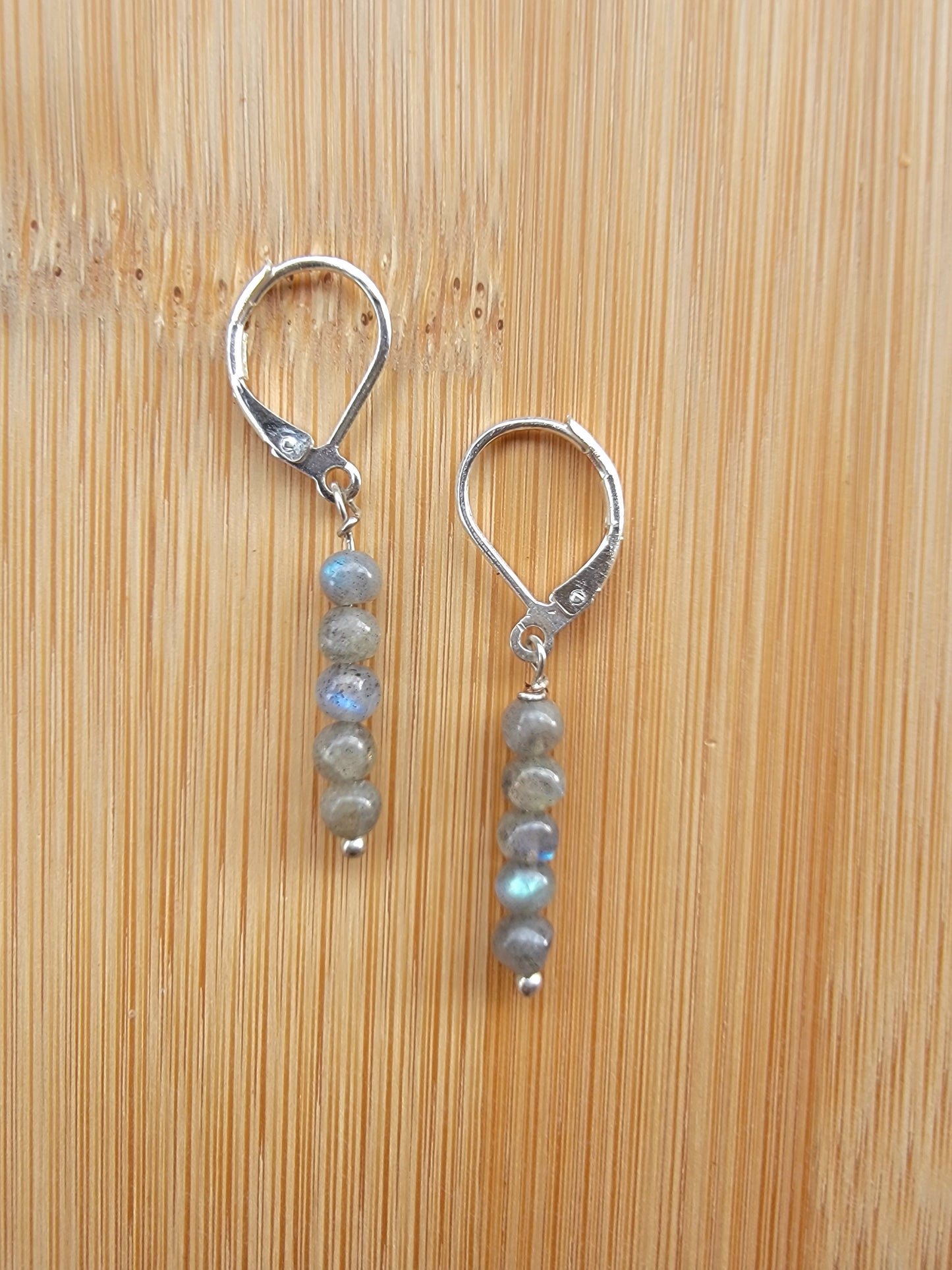 Minimalist Bar Earrings Labradorite Crystal Gemstone Drop Dangle Boho Jewelry Sterling Silver Handmade