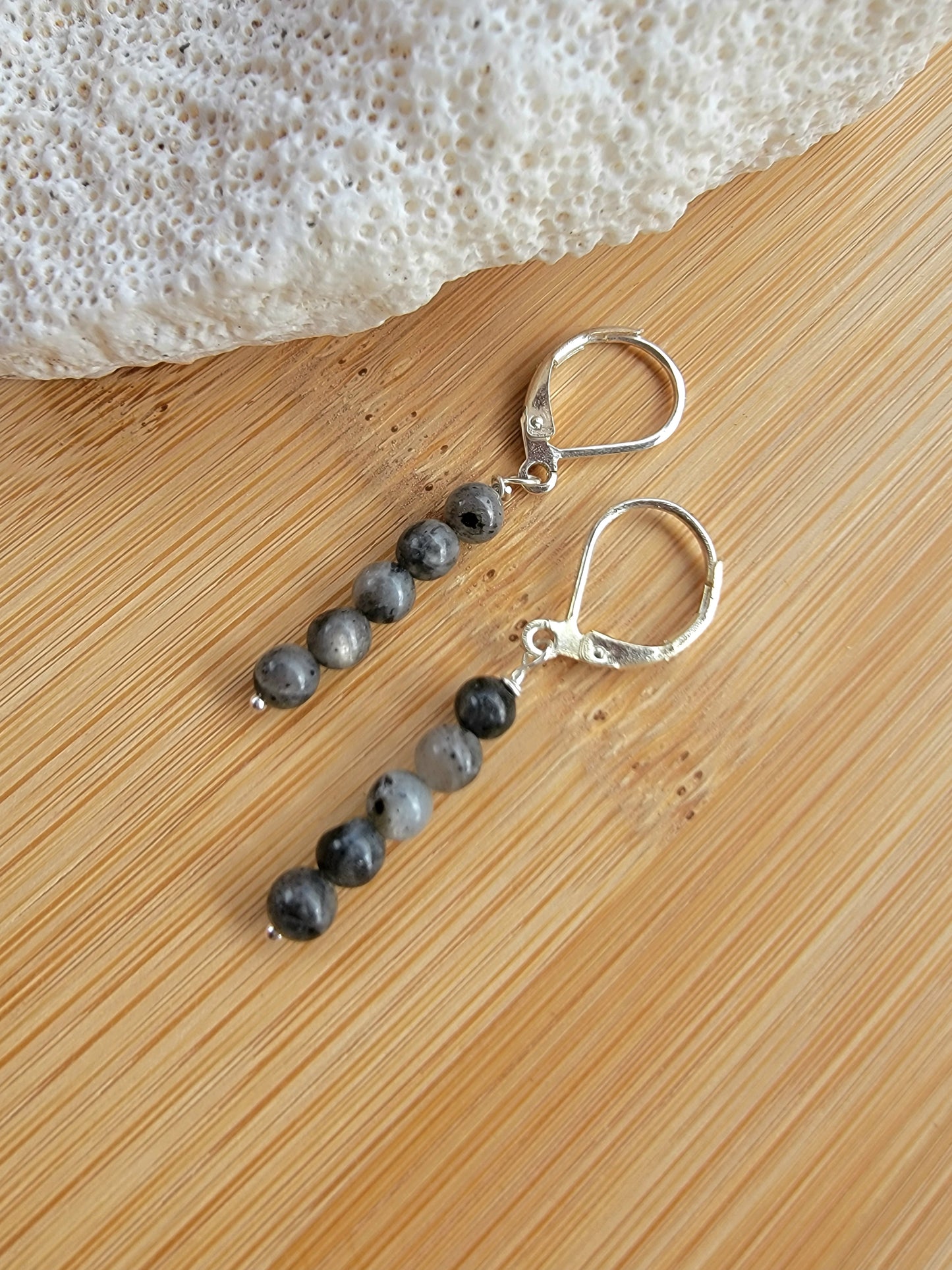 Minimalist Bar Earrings Gemstone Labradorite Crystal Drop Dangle Boho Jewelry Sterling Silver Handmade