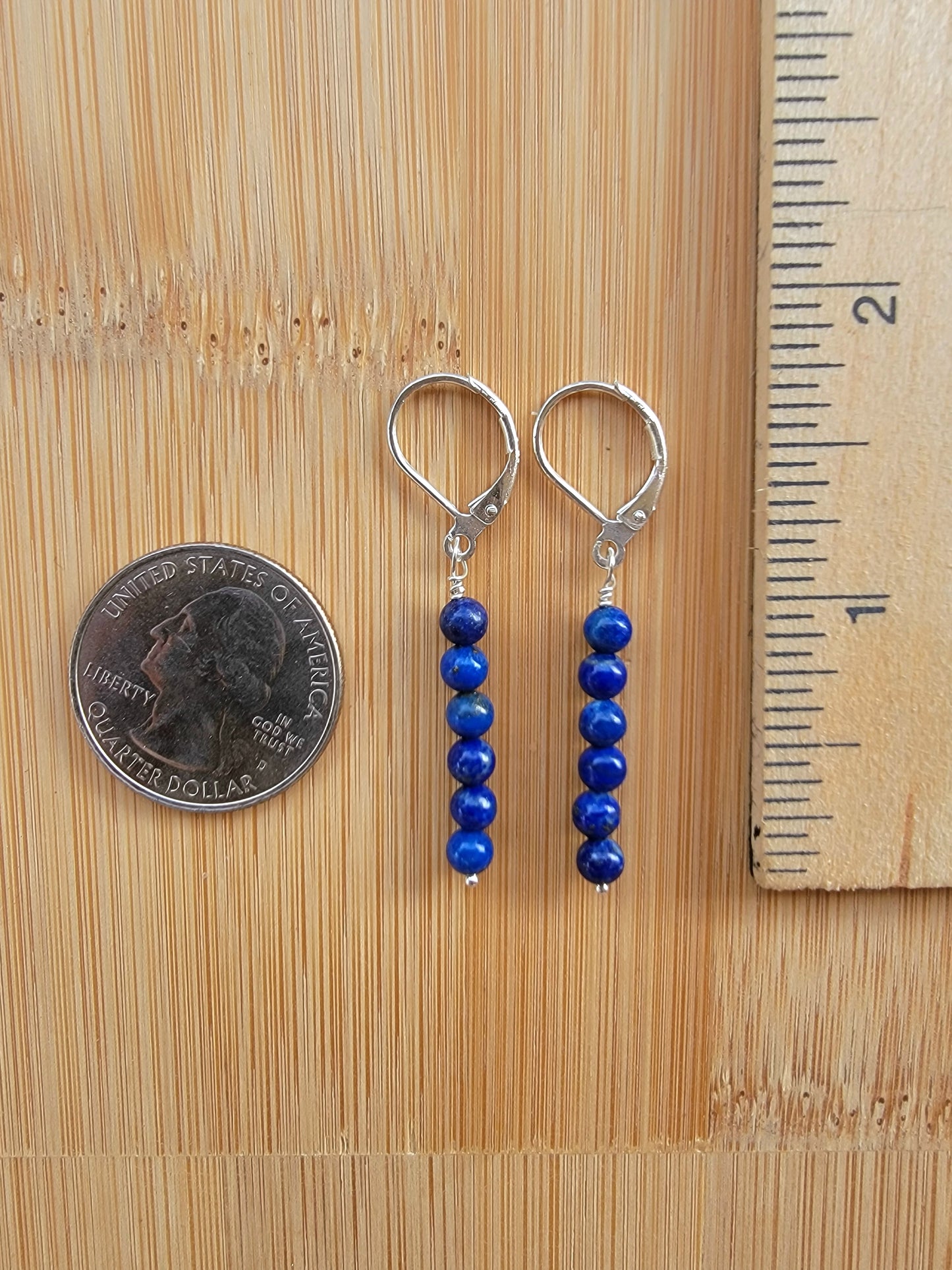 Minimalist Bar Earrings Lapus Lazuli Crystal Gemstone Drop Dangle Boho Jewelry Sterling Silver Handmade