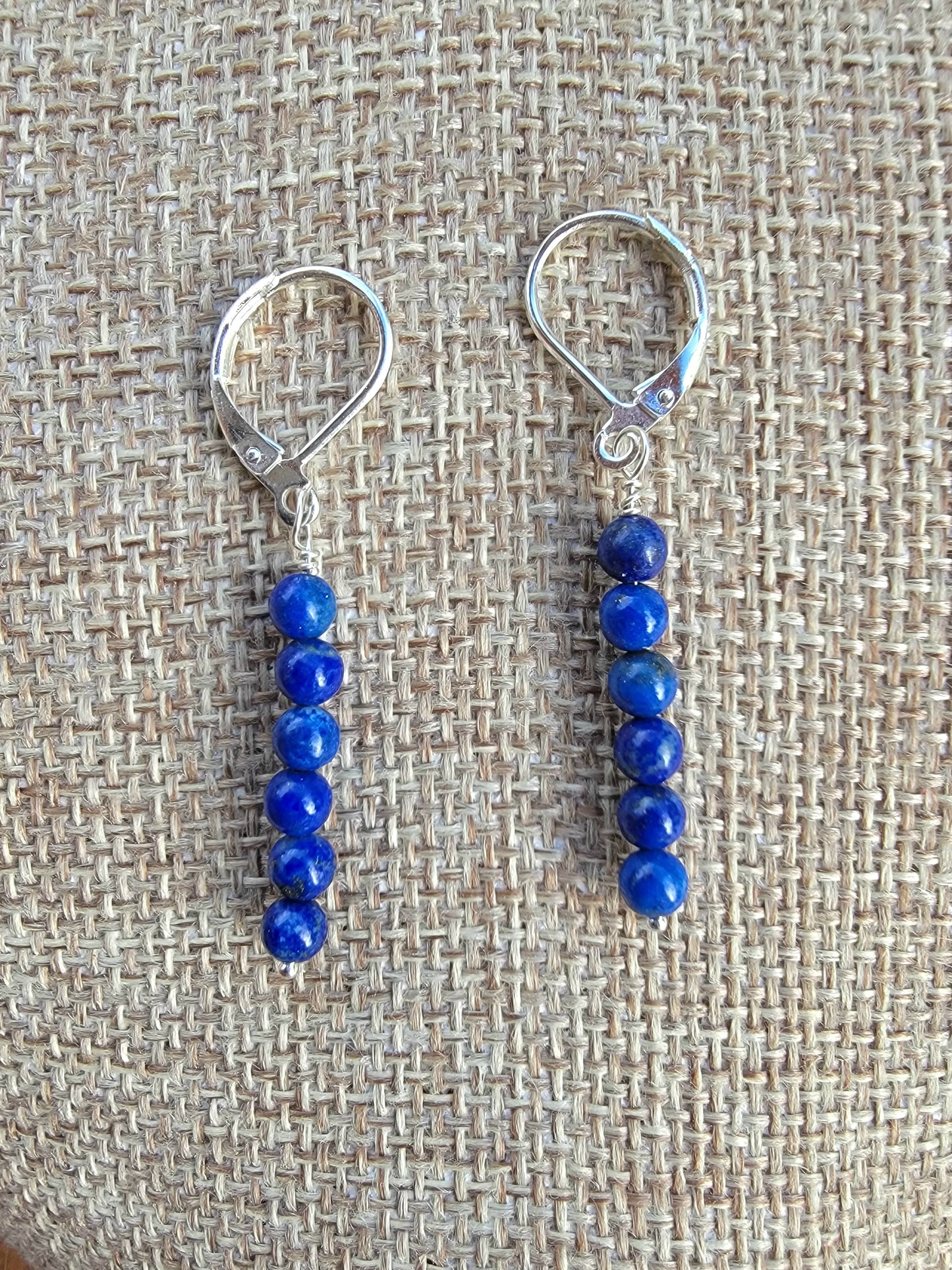 Minimalist Bar Earrings Lapus Lazuli Crystal Gemstone Drop Dangle Boho Jewelry Sterling Silver Handmade