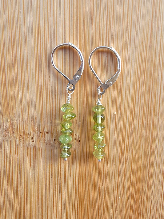 Minimalist Bar Earrings Peridot Gemstone Crystal Drop Dangle Boho Jewelry Sterling Silver Handmade