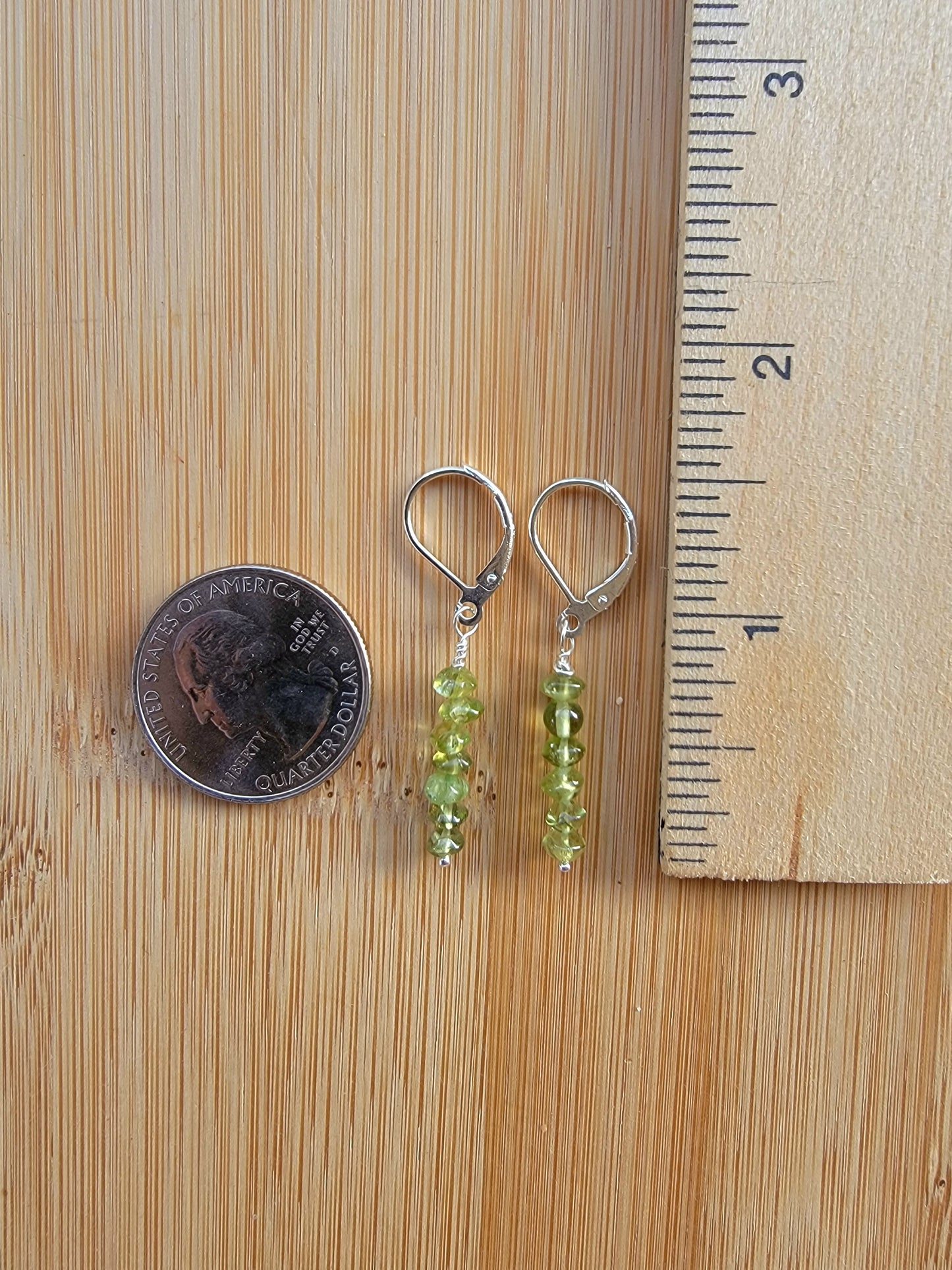 Minimalist Bar Earrings Peridot Gemstone Crystal Drop Dangle Boho Jewelry Sterling Silver Handmade