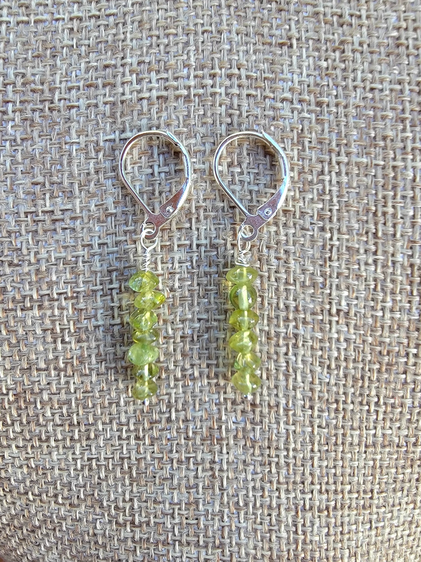 Minimalist Bar Earrings Peridot Gemstone Crystal Drop Dangle Boho Jewelry Sterling Silver Handmade