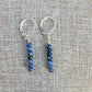 Minimalist Bar Earrings Blue Sapphire Crystal Gemstone Drop Dangle Boho Jewelry Sterling Silver Handmade