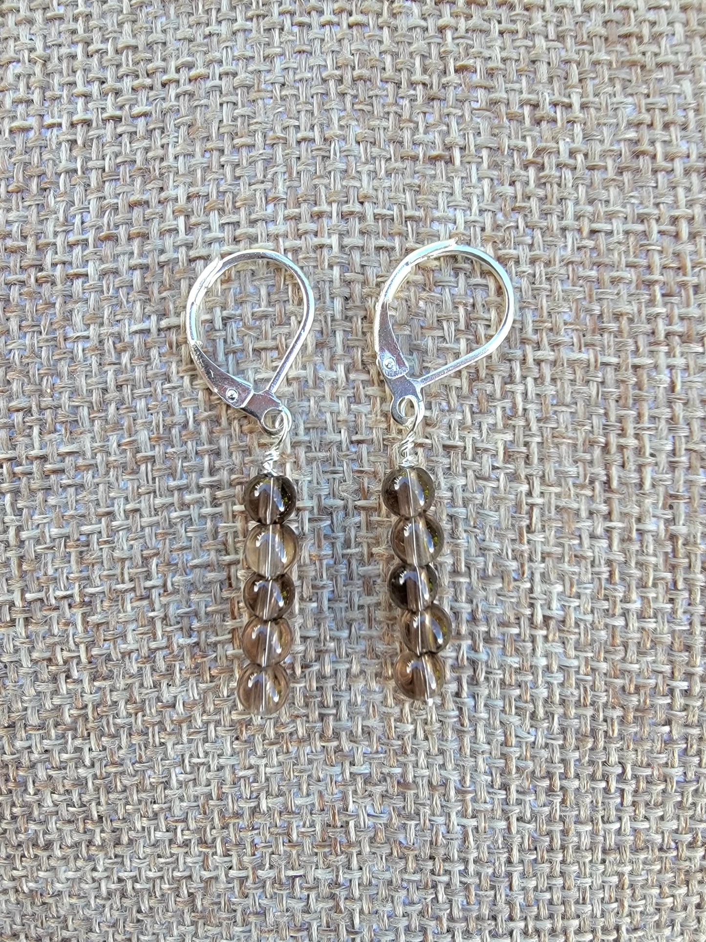 Minimalist Bar Earrings Smoky Quartz Crystal Gemstone Drop Dangle Boho Jewelry Sterling Silver Handmade