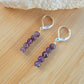 Minimalist Bar Earrings Amethyst Crystal Gemstone Drop Dangle Boho Jewelry Sterling Silver Handmade