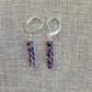 Minimalist Bar Earrings Amethyst Crystal Gemstone Drop Dangle Boho Jewelry Sterling Silver Handmade