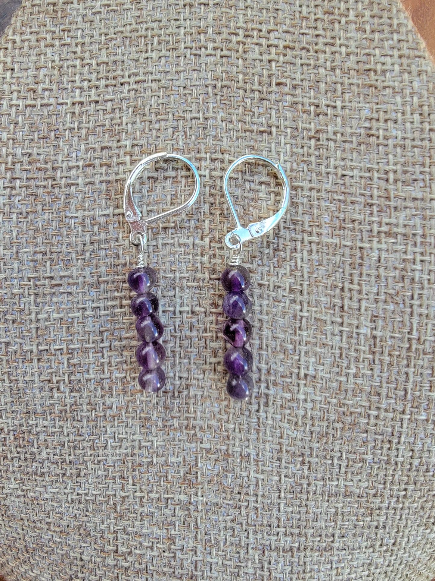 Minimalist Bar Earrings Amethyst Crystal Gemstone Drop Dangle Boho Jewelry Sterling Silver Handmade