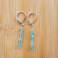 Minimalist Bar Earrings Blue Apatite Crystal Gemstone Drop Dangle Boho Jewelry Sterling Silver Handmade