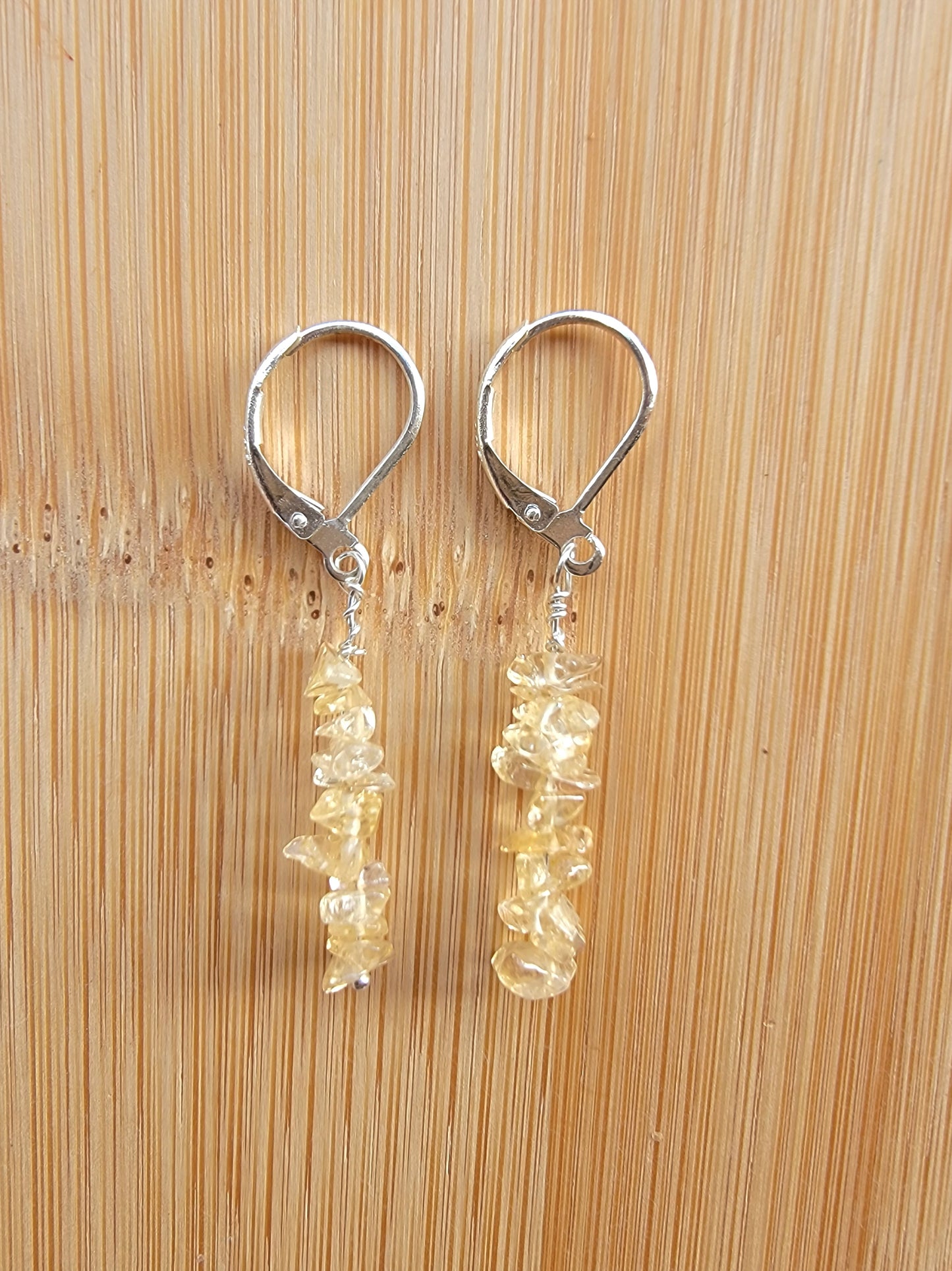 Minimalist Bar Earrings Citrine Crystal Gemstone Drop Dangle Boho Jewelry Sterling Silver Handmade