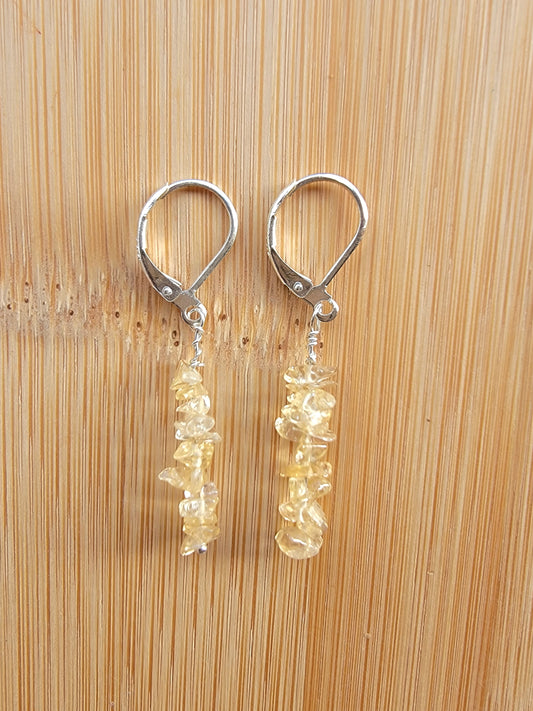 Minimalist Bar Earrings Citrine Crystal Gemstone Drop Dangle Boho Jewelry Sterling Silver Handmade