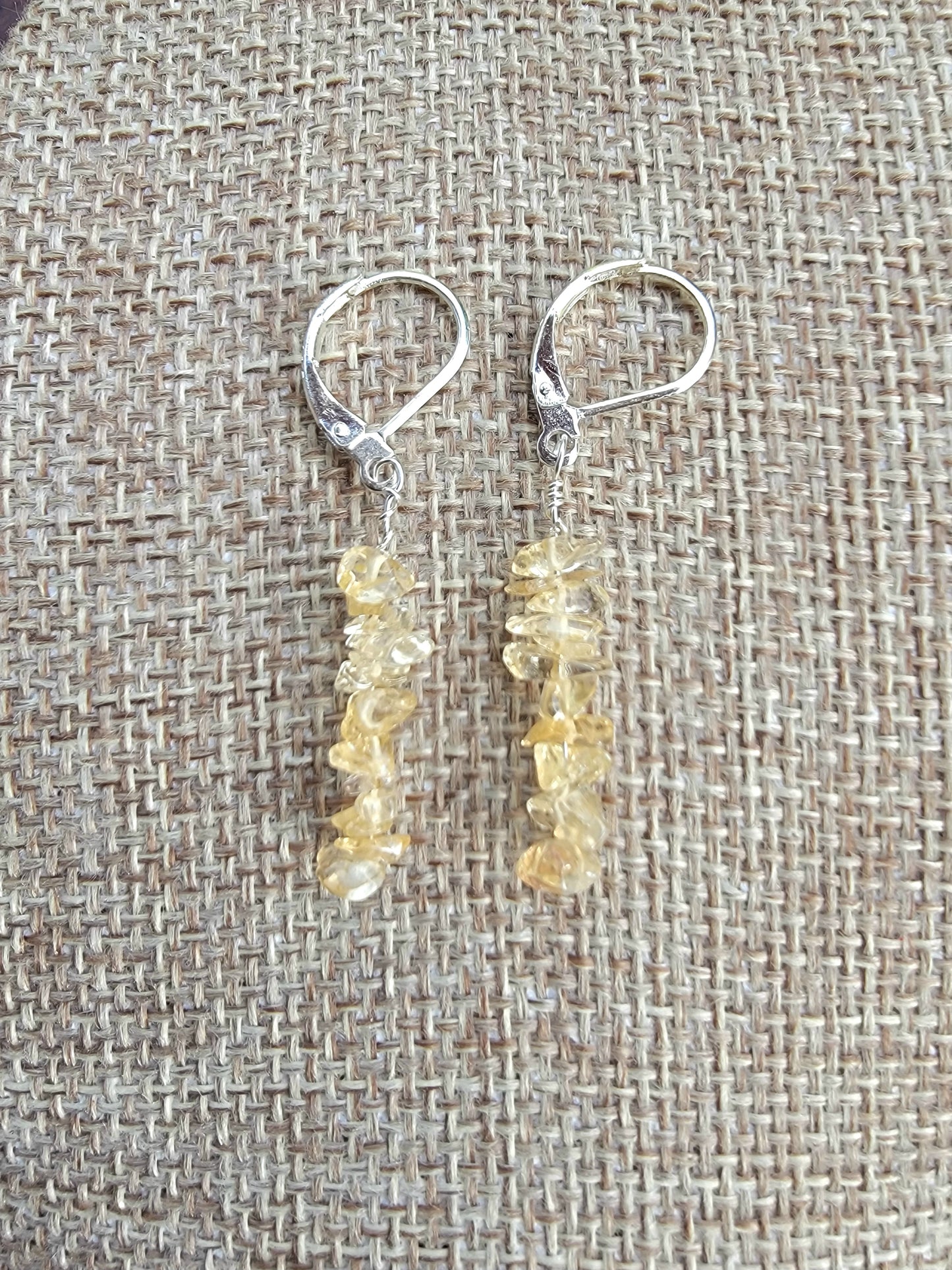 Minimalist Bar Earrings Citrine Crystal Gemstone Drop Dangle Boho Jewelry Sterling Silver Handmade