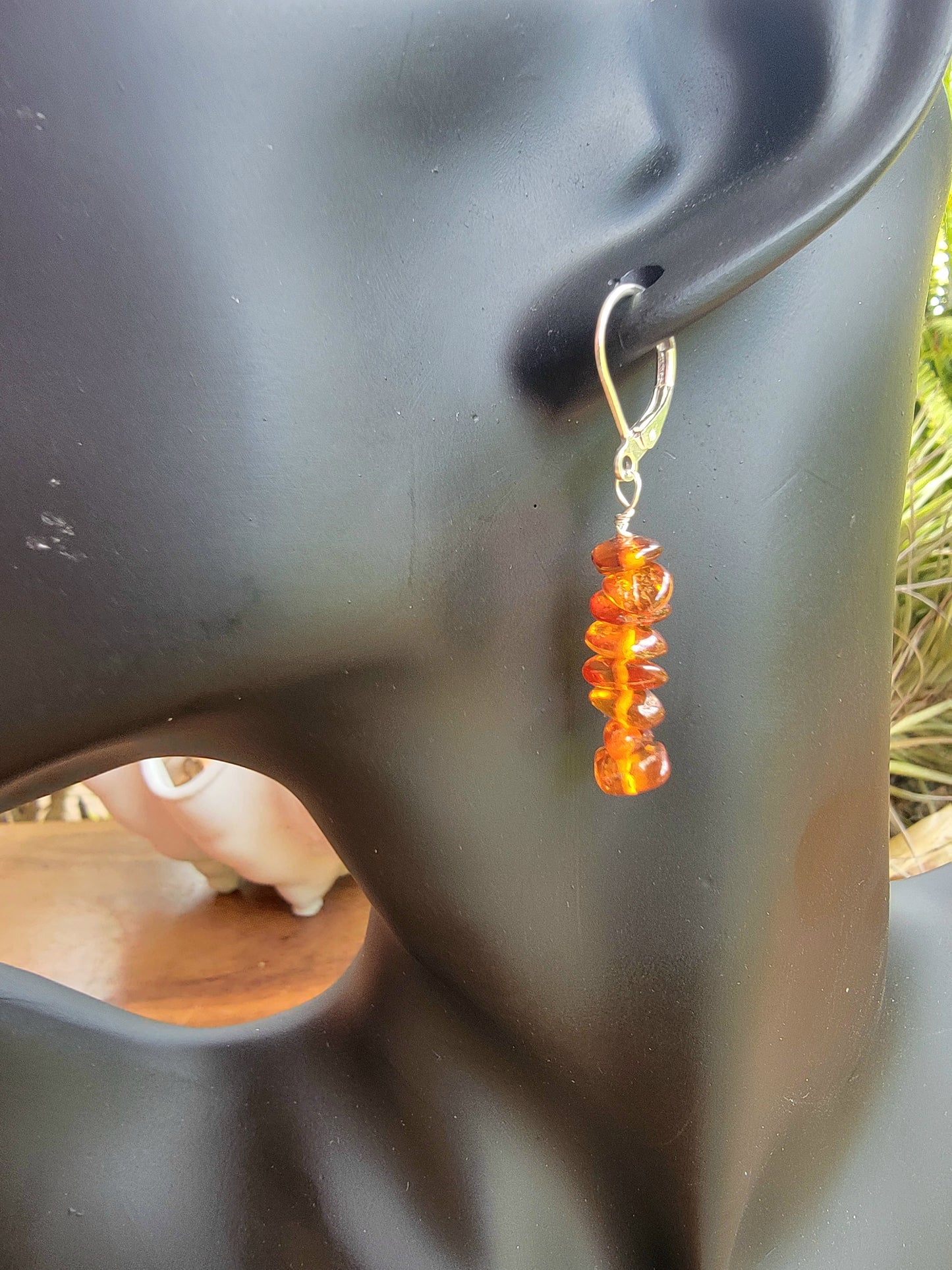 Minimalist Bar Earrings Amber Gemstone Crystal Drop Dangle Boho Jewelry Sterling Silver Handmade