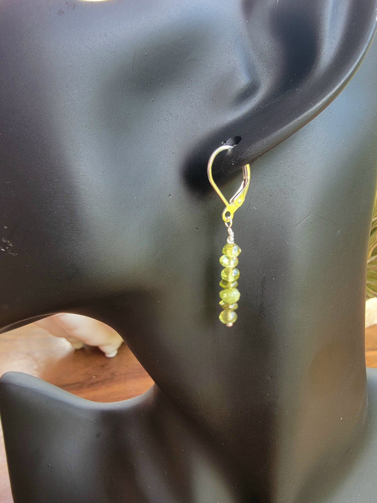 Minimalist Bar Earrings Peridot Gemstone Crystal Drop Dangle Boho Jewelry Sterling Silver Handmade