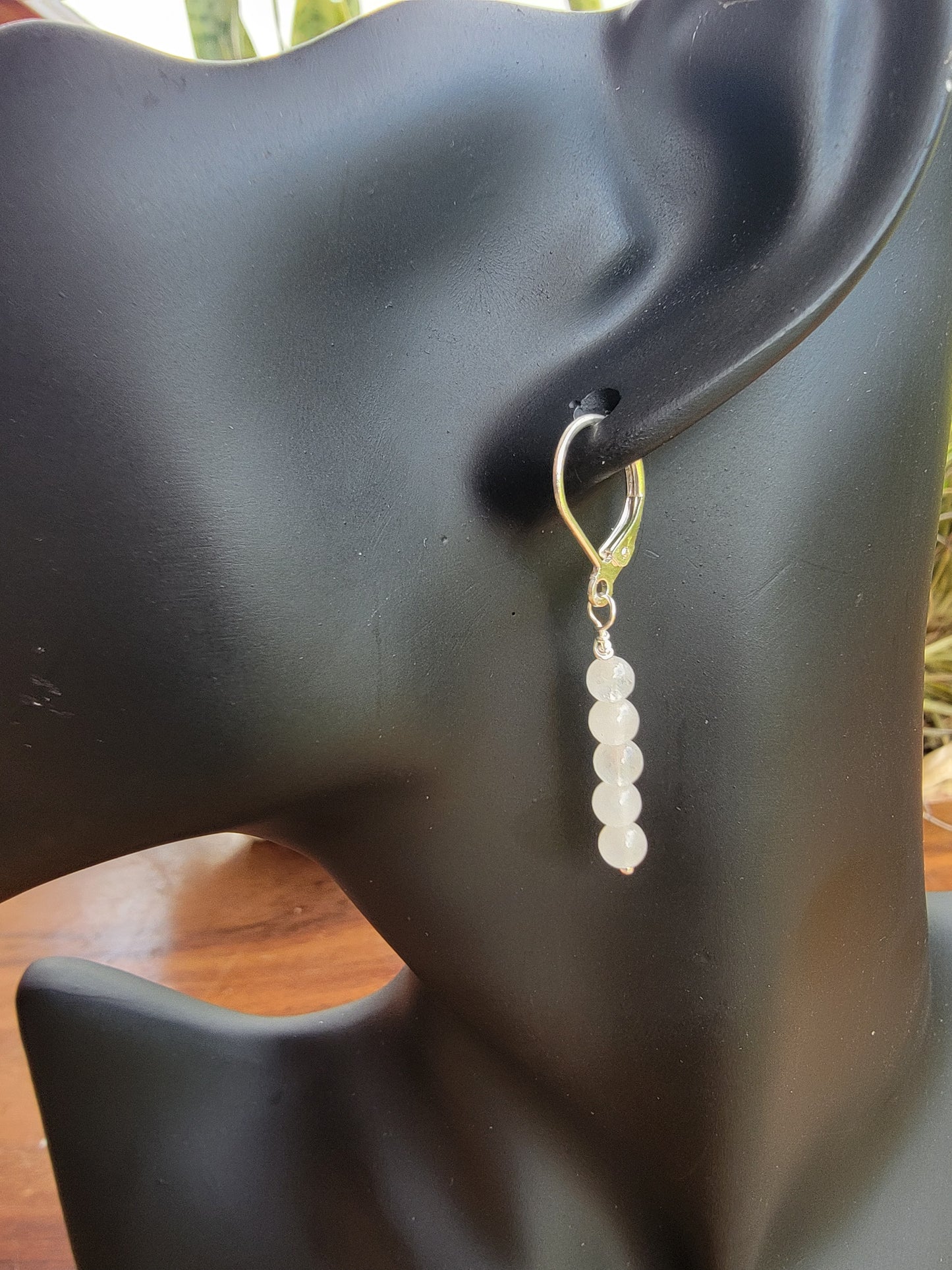 Minimalist Bar Earrings Rainbow Moonstone Crystal Gemstone Drop Dangle Boho Jewelry Handmade June Birthstone