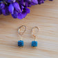 Chrysocolla Earrings Crystal Gemstone Drop Dangle Gold