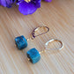 Chrysocolla Earrings Crystal Gemstone Drop Dangle Gold