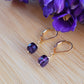 Amethyst Earrings Crystal Gemstone Drop Dangle Gold February Birthstone